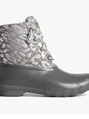 Sperry Silver Patterned Ankle Rain Boots